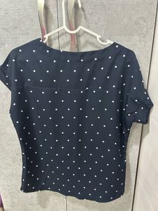 Classic Navy Polka Dot Top