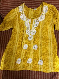 Yellow Embroidered Kurta