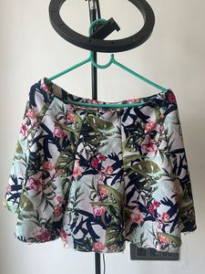 Tropical Print Flared Skirt