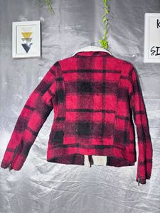 OLD NAVY Cozy Plaid Fleece Moto Jacket
