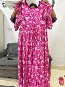 Vibrant Pink Floral Maxi Dress