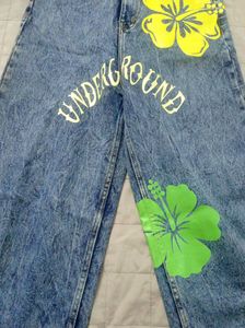 Custom Floral Denim Jeans