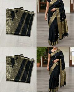 Silk Black &amp; Gold Saree