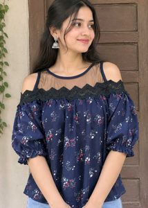 Cute Floral Cold Shoulder Top