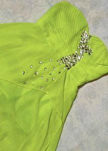 💚✨NEON GREEN EMBELLISHED TUBE DRESS FOR WOMEN