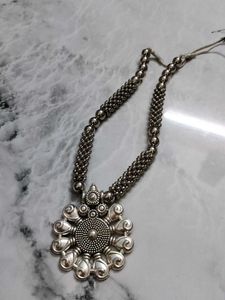 Oxidized Silver Ethnic Necklace
