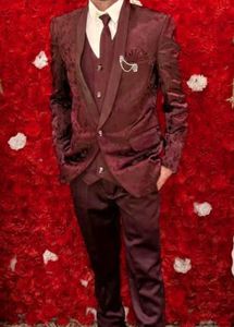 Burgundy Floral Suit 3 piece