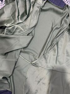 Satin Wrap Top - Olive Green