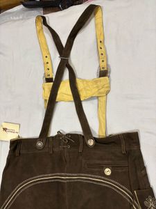 Men's Brown Lederhosen with Suspenders