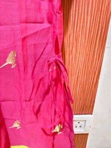 Vibrant Pink Kurta with Bird Embroidery