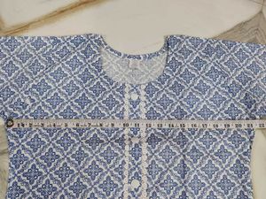 Blue &amp; White Printed Kurta Set with Dupatta