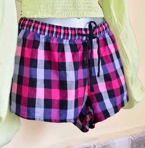 Pink Plaid Lounge Shorts