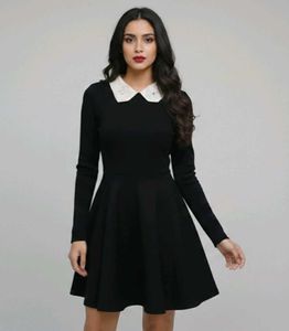 Floral White Peter Pan Collar Fit & Flare Dress🖤
