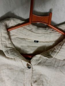 Cream Textured Button-Up Shirt