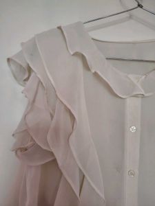 Sheer Ruffle Button-Up Blouse