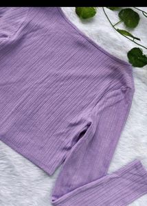 Lilac Ribbed Cropped Cardigan