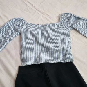 Striped Ruched Crop Top