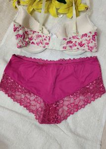 Floral Print Bra With Beautiful Net Penty