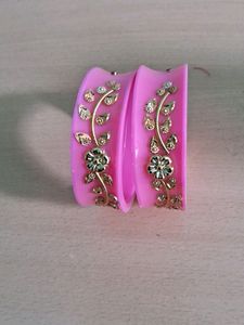 Pink &amp; Gold Bangles - Set of 2