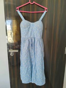 Sky Blue Floral Midi Dress