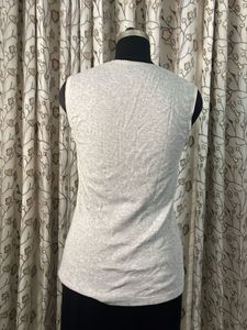 Sleeveless V-Neck Grey Top