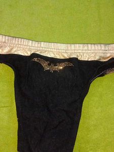 Vintage Black &amp; Gold thong