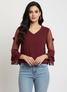 Maroon Sheer Sleeve Top (unused)
