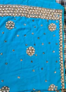 Beautiful Blue Embellished Saree with blouse