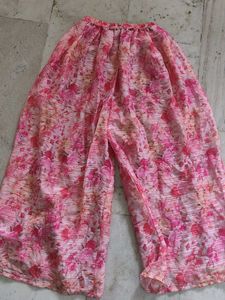 Beautiful Pink Floral Kurta Set with Mirror Work