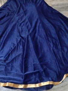 Embroidered Blue Velvet Saree