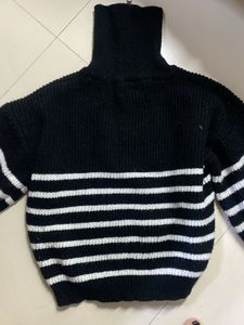Striped Turtleneck Knit Sweater