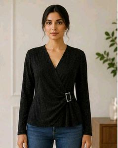 Sparkly Black Long Sleeve Top