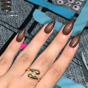 Trendy Brown Ombre Almond Nails