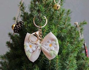 Cute Embroidered Bow Keychain
