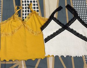 Lace Trimmed Camisole Tops (Set of 2)