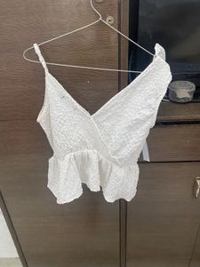 White Ruffle Top