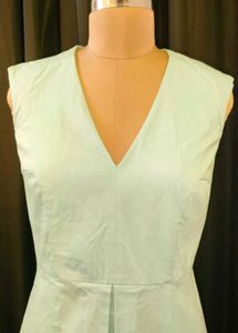 Mint Green V-Neck A-Line Dress