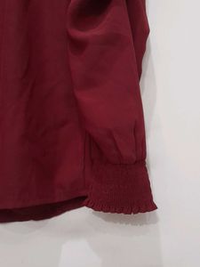 Burgundy Ruffle Sleeve Top