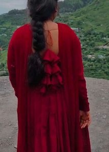 Maroon Embroidered Kurta Set
