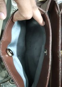 Classic Brown Faux Leather Shoulder Bag