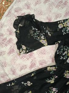 Chic Black Floral Midi Dress