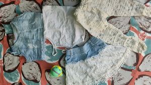 Adorable Lace and Denim Outfit for Girls.