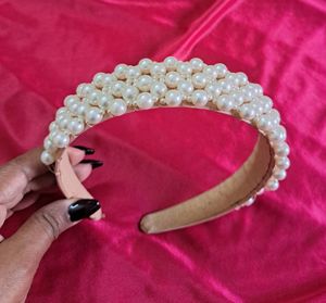 Gorgeous Headband Pink Color With Pearl Design