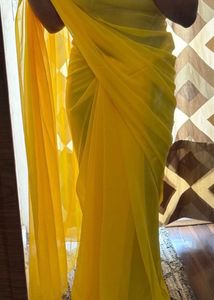 Vibrant Yellow Chiffon Saree