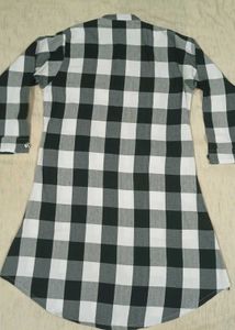 Black &amp; White Checkered Shirt Dress