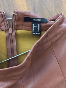 Forever 21 Brown Faux Leather Pleated Skirt