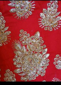 Red Embroidered unstitched suit