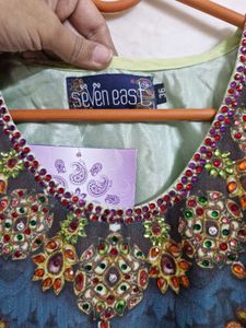 Seven East Aqua Green Embellished Kurta