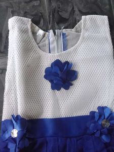 Adorable White &amp; Blue Party Dress - (nos - 5)