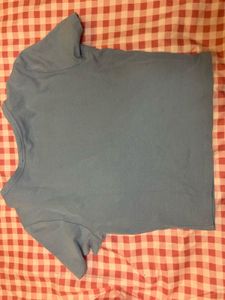 Blue Basic Cropped T-Shirt
